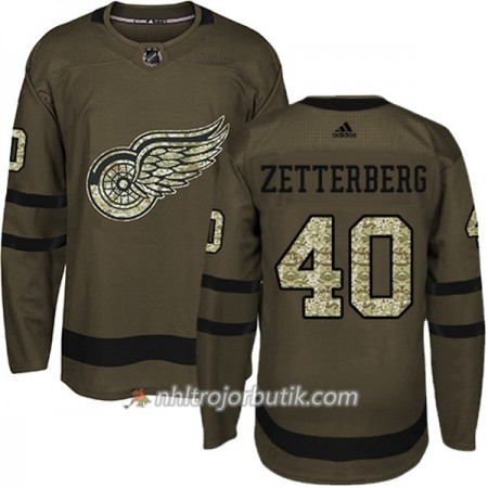 Män Ishockey Detroit Red Wings Tröja Henrik Zetterberg 40 Adidas 2017-2018 Camo Grön Authentic